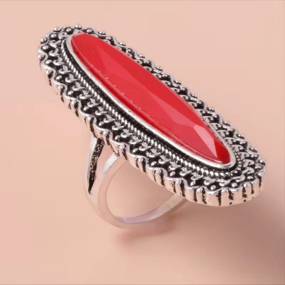 RED/SILVER COLORED RING - Picture 8 of 11
